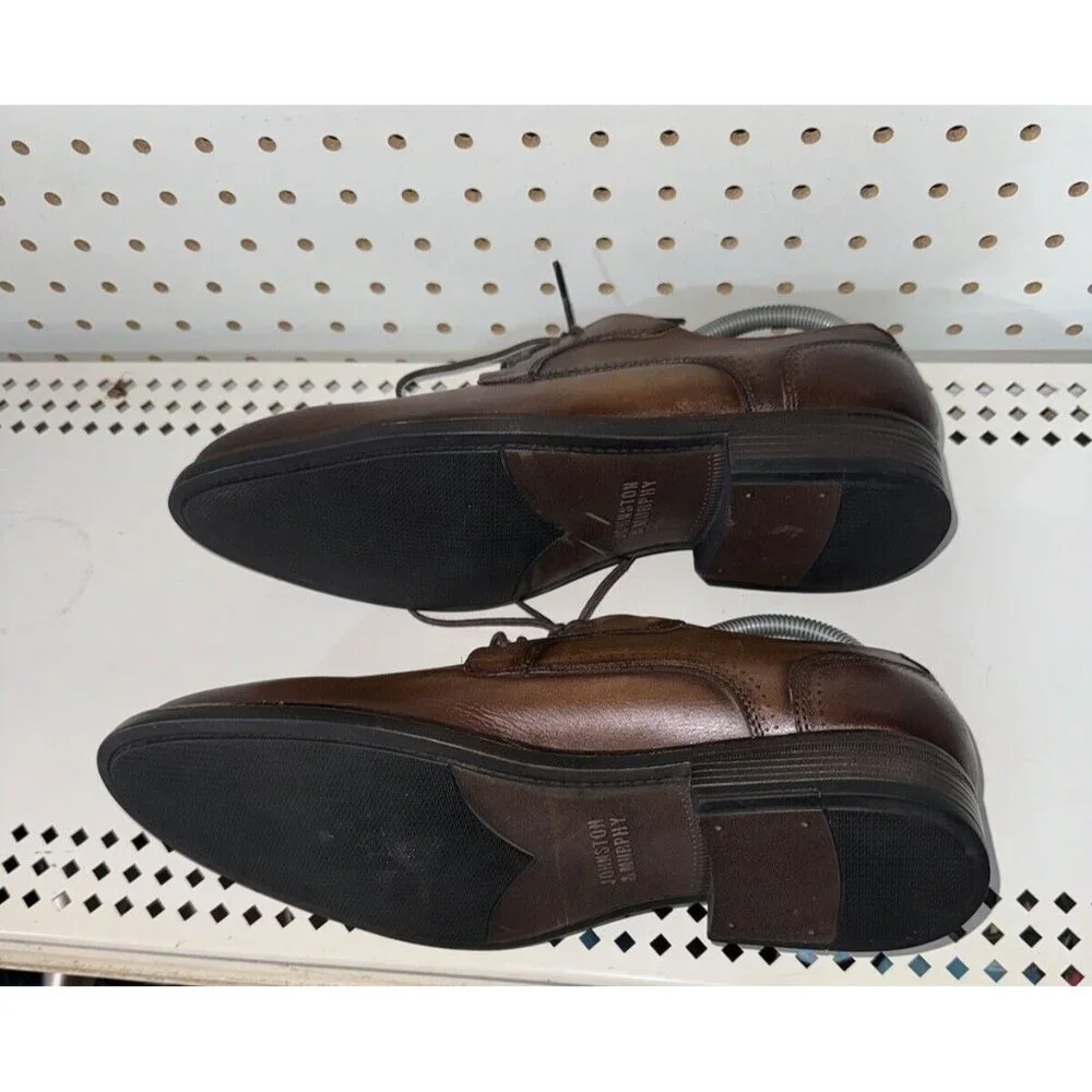 Johnston & Murphy Hawthorn Mens Leather Casual Dress Shoes Oxfords Size 8 Brown
